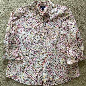Westbound Wrinkle Free Spring 3/4 sleeve Multicolor Floral Shirt Size 18